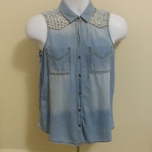 MUDD Studded thin denim vest - Size Medium